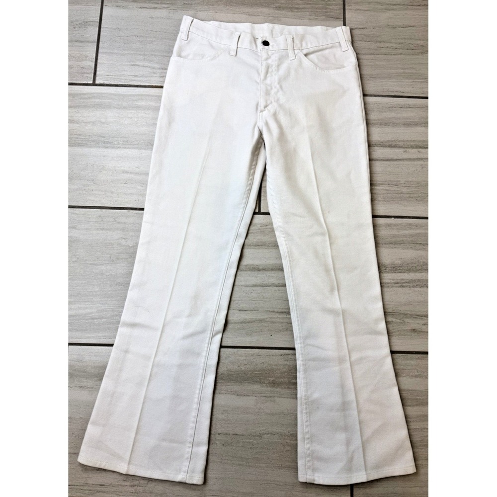 Vintage 70s Levi's Sta-Prest Men's 34X31 White Bell Bottom Flare Black Tab Retro